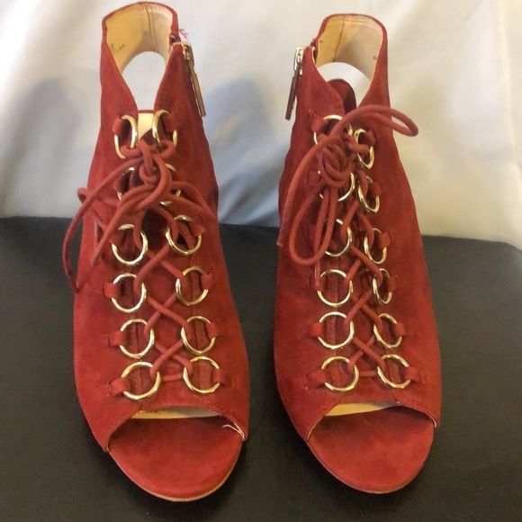 🔴 2 for $25 Nine West Block Heel Lace-up Leather Sandal size 8 - Picture 1 of 9